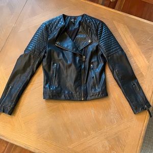 Black faux leather jacket, size 4